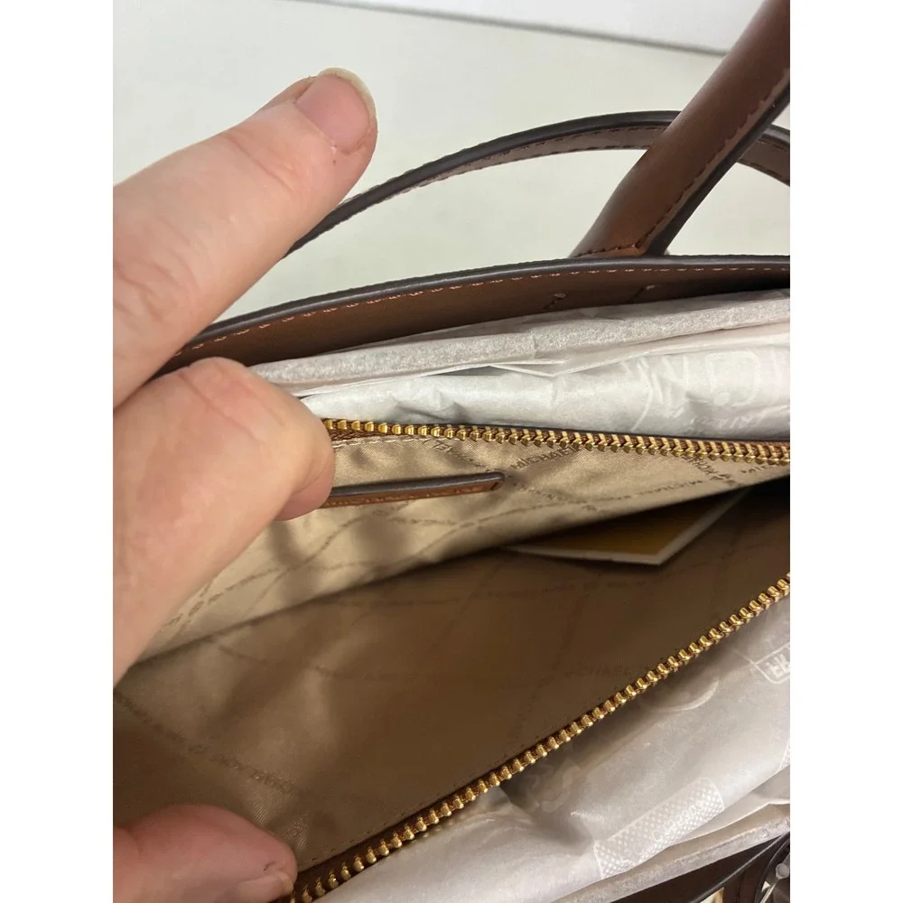 Michael Kors Maple Small EW Satchel Crossbody Bag Vanilla Luggage 38S6G7MS5B NEW